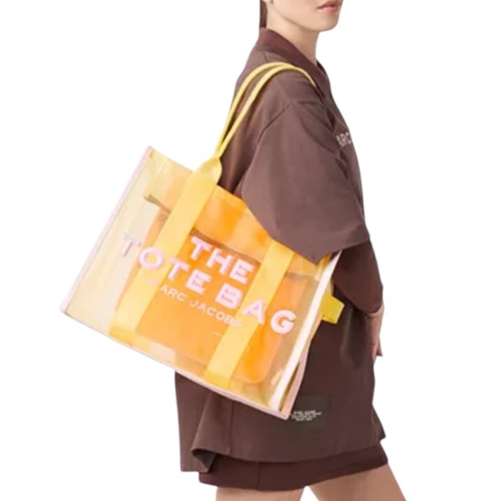 MARC JACOBS The Mesh‎ Traveler Yellow & Pink Nylon Tote Shoulder Bag